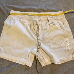 Women's White Drawstring Shorts